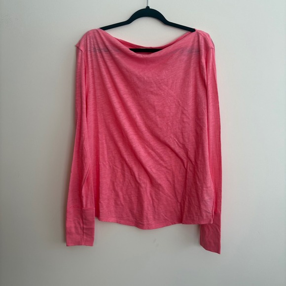 Free People Kimmi Long Sleeve Top Pink XL Soft  Relaxed NWT New - Picture 8 of 10